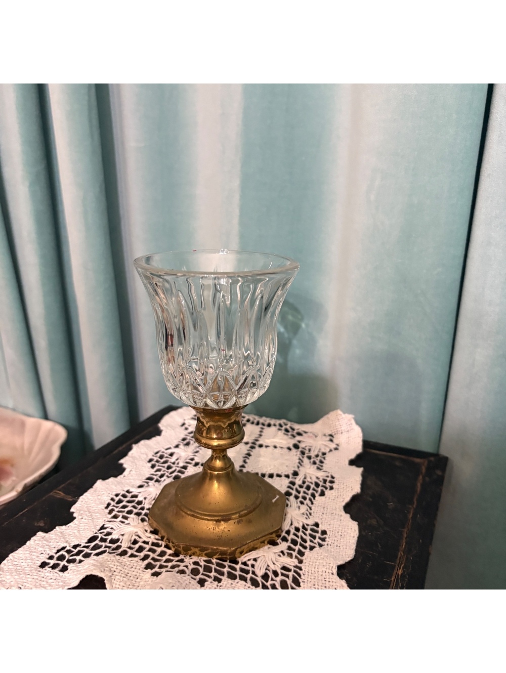 Vintage Tulip Shaped Votive  diamonds at Base